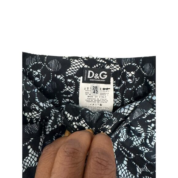 Dolce & Gabbana Gray Black White Floral Lace Print Straight Leg Trousers Size 6 - Picture 5 of 12